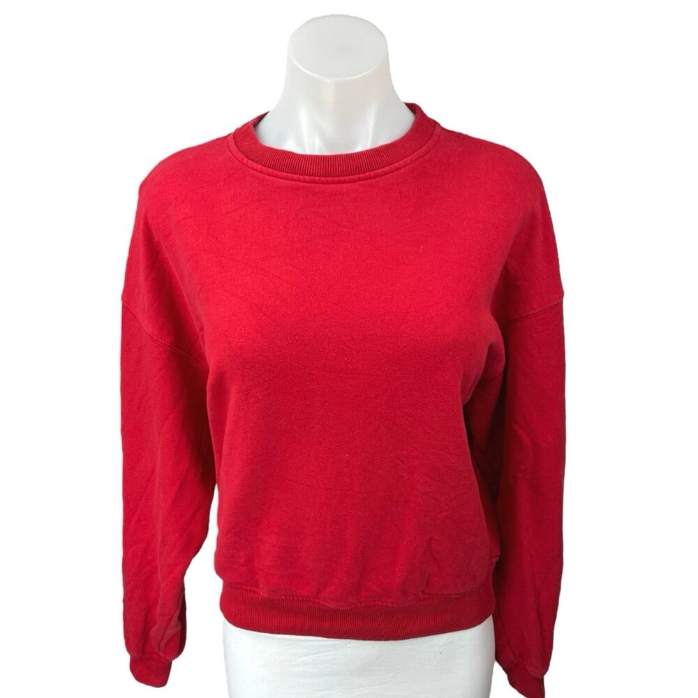 Something Navy Women's Red Crew Neck Long Sleeve Pullover Sweater Top Size XS